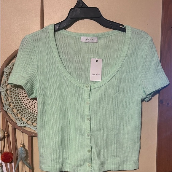 Elodie Tops - Elodie Light Green Button Down Shirt